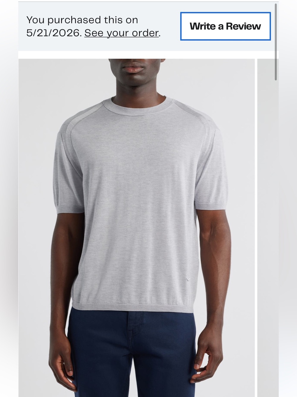 Men's Short-Sleeve Crewneck Knit Shirt - Light Gray